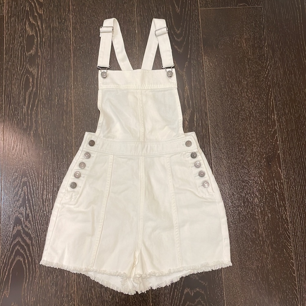 white denim overalls
